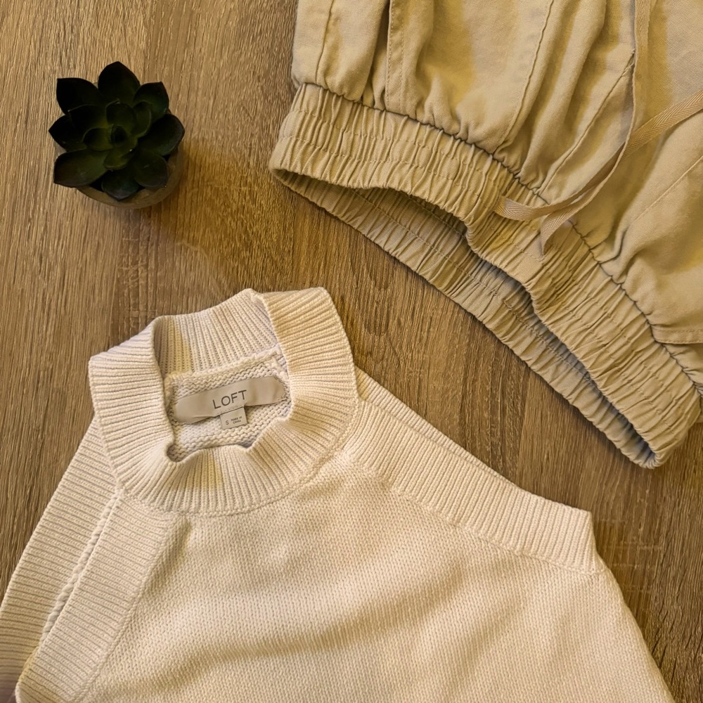 LOFT white sleeveless halter-style knit top